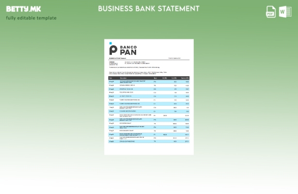 модерен стил Извод на цврста сметка на Banco Pan Bank Шаблон Word и PDF